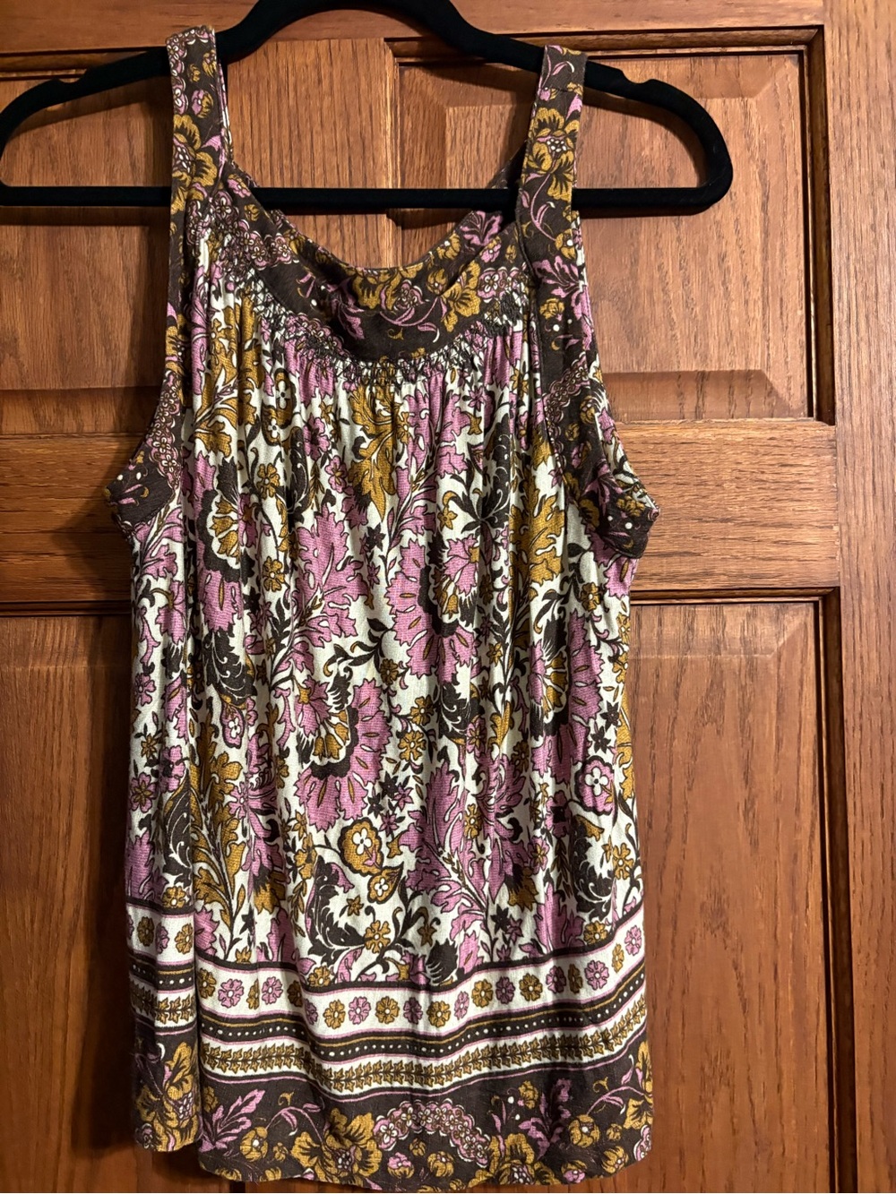 Democracy Floral Sleeveless Camisole in Pink, Brown & Cream